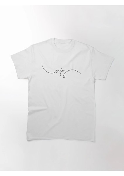 Enjoy Baskılı Bisiklet Yaka T-Shirt