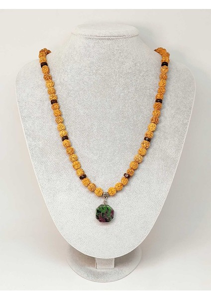 Anyolit Taşlı Rudraksha Tohum Kolye Dolama Bileklik 8mm (49736)