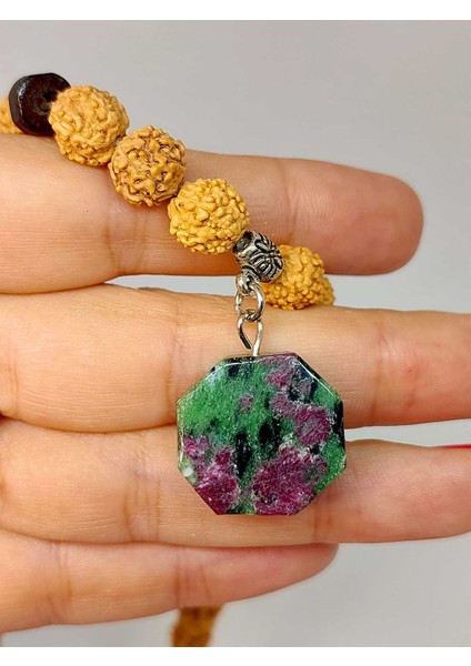 Anyolit Taşlı Rudraksha Tohum Kolye Dolama Bileklik 8mm (49736) fırsatları
