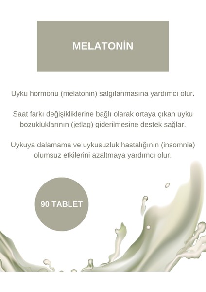 - Melatonin Içeren Uyku Kalitesi Için Takviye Gıda - 90 Tablet