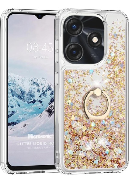 Tecno Spark 10 4g Kılıf Glitter Liquid Holder Gold