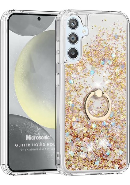 Samsung Galaxy S24 Kılıf Glitter Liquid Holder Gold