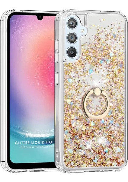 Samsung Galaxy A24 Kılıf Glitter Liquid Holder Gold