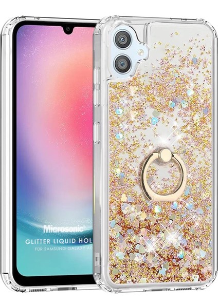 Samsung Galaxy A05 Kılıf Glitter Liquid Holder Gold
