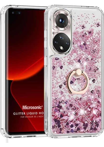 Huawei Nova 9 Kılıf Glitter Liquid Holder Pembe