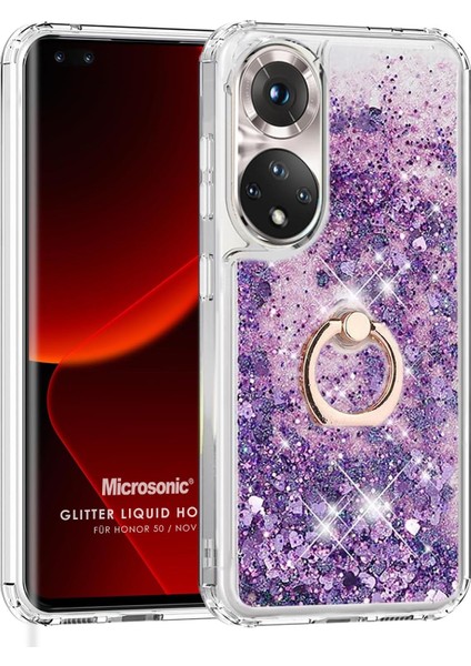 Honor 50 Kılıf Glitter Liquid Holder Mor