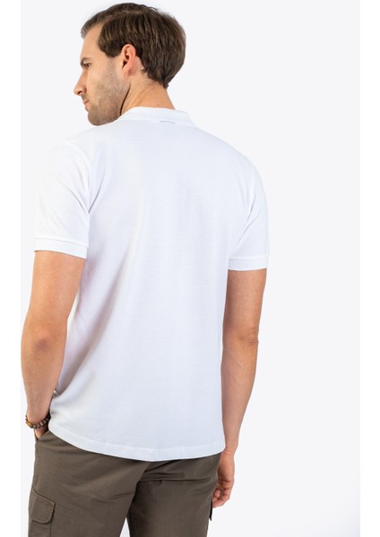 Erkek Büyük Beden Polo Yaka Tişört-Beyaz modelleri