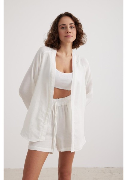 Kadın Müslin Beli Lastikli Taş Şort VVK1165 modelleri