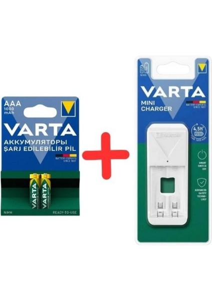 Şarj Edilebilen Aaa Accu 1000 Mah 2'li Ince Pil+Ince ve Kalem Pil Aa Aaa Için Pil Şarj Cihazı
