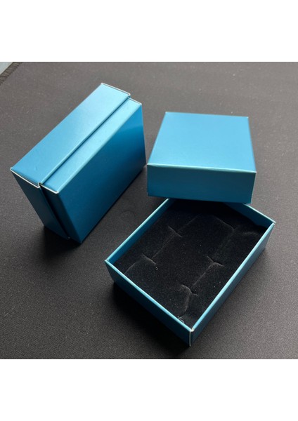 Mavi 8x6x3cm Süngerli Takı Kutusu Kolye, Bileklik, Mini Set Kutusu 25 Adet Demonte Sevk