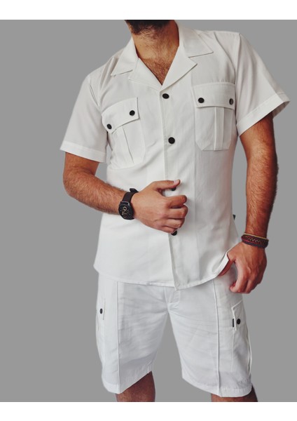 Terikoton Kumaş Şort Tshirt Erkek Takım 2 Renk