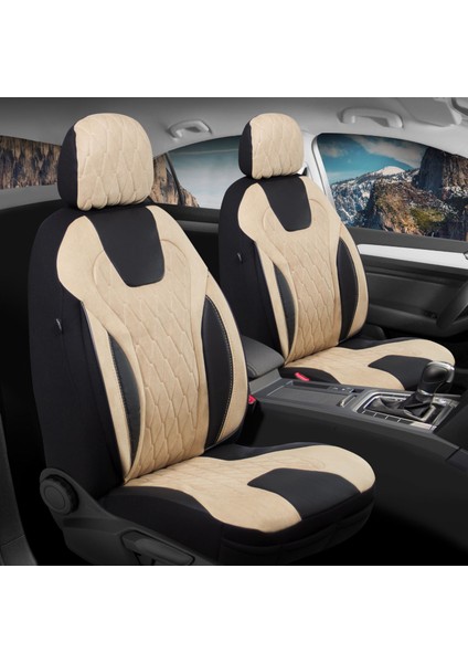 Mercedes ml Uyumlu Süet Oto Koltuk Kılıfı Ön Arka Set Bej Siena Serisi Scar