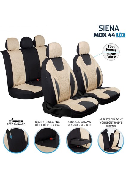 Subaru Tribeca Uyumlu Süet Oto Koltuk Kılıfı Ön Arka Set Bej Siena Serisi Scar fiyatları