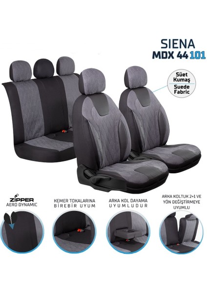 renault Latitude Uyumlu Süet Oto Koltuk Kılıfı Ön Arka Set Füme Siena Serisi Scar fiyatları