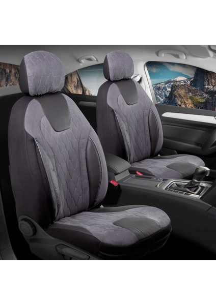 Fiat Egea Stw Uyumlu Süet Oto Koltuk Kılıfı Ön Arka Set Füme Siena Serisi Scar