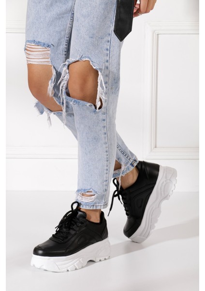 Günlük Kadın Spor Ayakkabı Yüksek Taban 6 cm Sneaker Siyah - Beyaz - Bej - Rugan - Süet 001