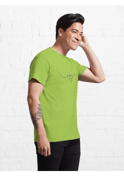 Enjoy Baskılı Bisiklet Yaka T-Shirt