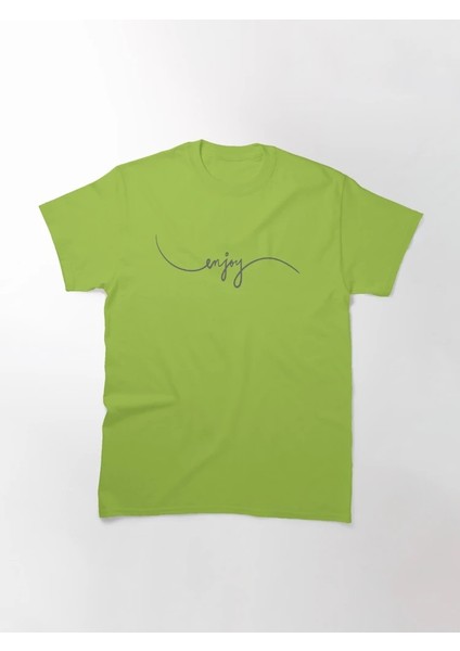 Enjoy Baskılı Bisiklet Yaka T-Shirt