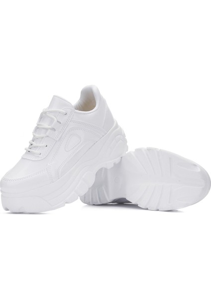 Günlük Kadın Spor Ayakkabı Yüksek Taban 6 cm Sneaker Siyah - Beyaz - Bej - Rugan - Süet 001 modelleri