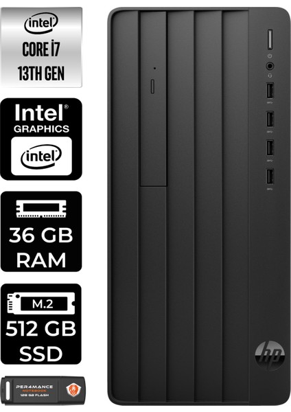 Pro Tower 290 G9 Intel Core I7 13700 36GB 512GB SSD Fdos 8T2X2ES Masaüstü Bilgisayar & Per4 USB Bellek 8T2X2ESP332