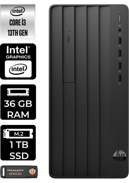 Pro Tower 290 G9 Intel Core I3 13100 36GB 1tb SSD W11H 8T2X0ES Masaüstü Bilgisayar & Per4 USB Bellek 8T2X0ESP383