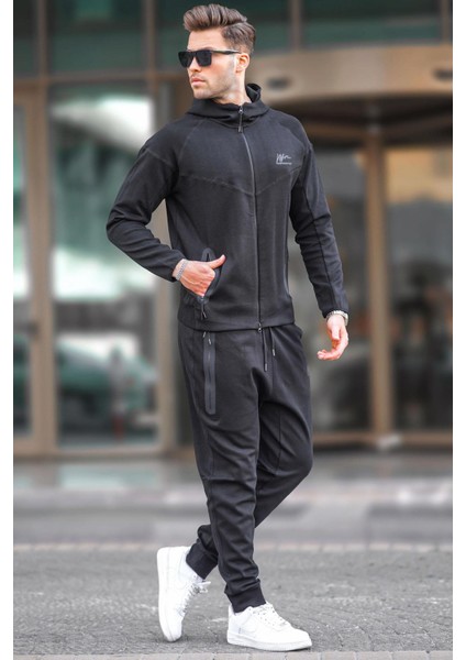 Kapüşonlu Siyah Erkek Eşofman Takımı 7201 modelleri