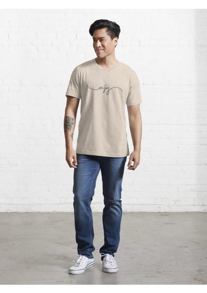 Enjoy Baskılı Bisiklet Yaka T-Shirt