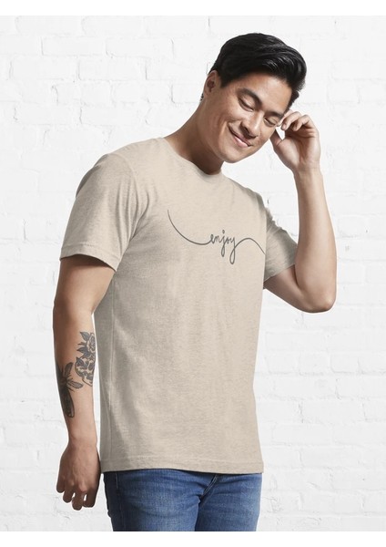 Enjoy Baskılı Bisiklet Yaka T-Shirt