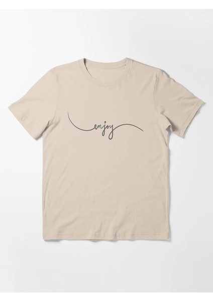 Enjoy Baskılı Bisiklet Yaka T-Shirt