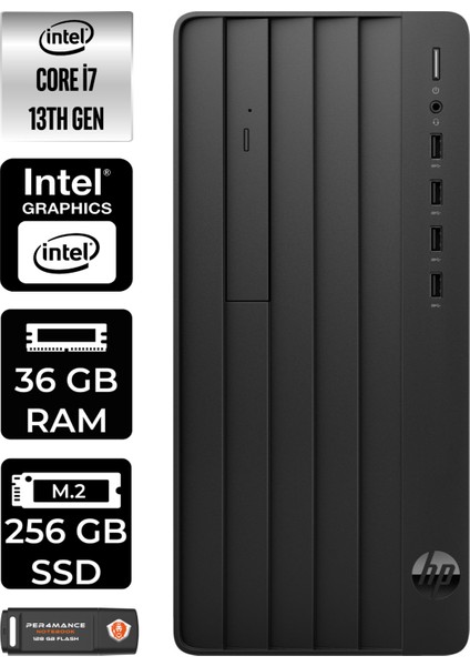 Pro Tower 290 G9 Intel Core I7 13700 36GB 256GB SSD W11P 8T2X2ES Masaüstü Bilgisayar & Per4 USB Bellek 8T2X2ESP431