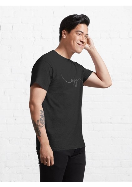 Enjoy Baskılı Bisiklet Yaka T-Shirt
