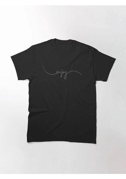 Enjoy Baskılı Bisiklet Yaka T-Shirt