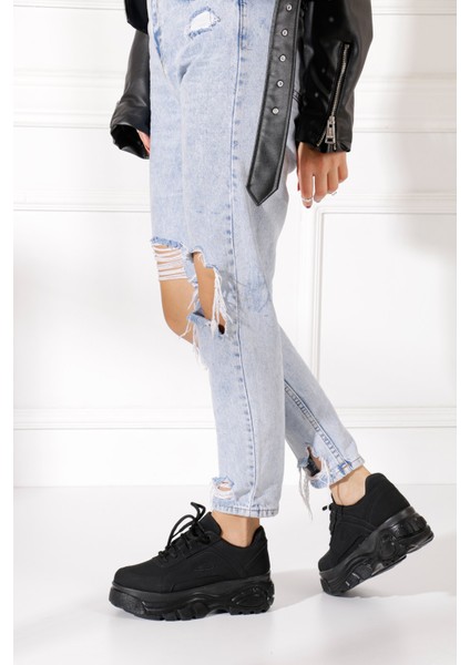 Günlük Kadın Spor Ayakkabı Yüksek Taban 6 cm Sneaker Siyah - Beyaz - Bej - Rugan - Süet 001