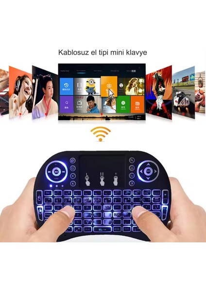 Yeni Nesil Işıklı Kablosuz Mini Klavye Ev Ofis Için Tv Televizyon Ps3 Uyumlu Dokunmatik Mouse fiyatları