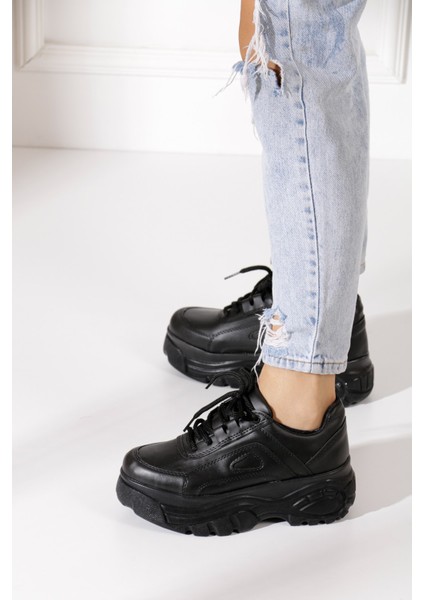 Günlük Kadın Spor Ayakkabı Yüksek Taban 6 cm Sneaker Siyah - Beyaz - Bej - Rugan - Süet 001