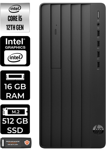 Pro Tower 290 G9 Intel Core I5 12500 16GB 512GB SSD W11H 6D3A5EA Masaüstü Bilgisayar & Per4 USB Bellek 6D3A5EAP362