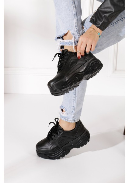 Günlük Kadın Spor Ayakkabı Yüksek Taban 6 cm Sneaker Siyah - Beyaz - Bej - Rugan - Süet 001 fırsatları
