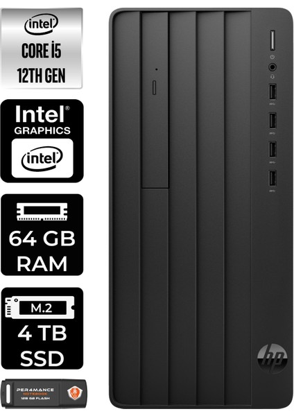 Pro Tower 290 G9 Intel Core I5 12500 64GB 4tb SSD W11H 6D3A5EA Masaüstü Bilgisayar & Per4 USB Bellek 6D3A5EAP400