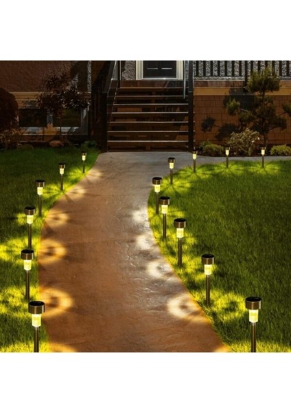 10 Adet gün Işığı Sarı Ledli Işıklı Bahçe Güneş Enerjili Ledli Solar Güneş Enerjili Metal Gövdeli Bahçe Lambası