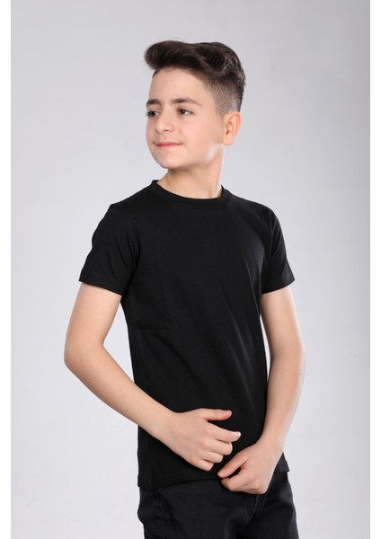 Çocuk Pamuk Basic Kısa Kollu Baskısız Tişört MRN250102VF