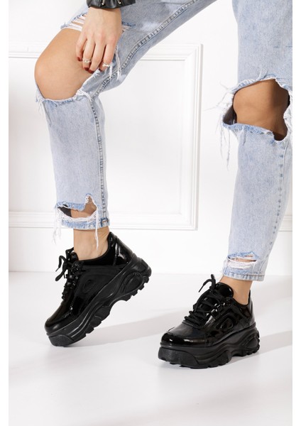 Günlük Kadın Spor Ayakkabı Yüksek Taban 6 cm Sneaker Siyah - Beyaz - Bej - Rugan - Süet 001 fiyatları