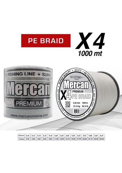 Pe Örgü Premium 4x Ip 1000 M Beyaz Misina