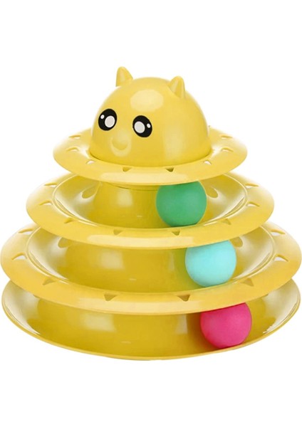 3 Katlı Toplu Yuvarlak Kedi Oyuncağı, Sarma Topu,sarı Toplu Yuvarlak Kedi Oyuncağı Kedi Eğlencesi