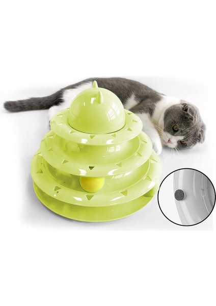 3 Katlı Toplu Yuvarlak Kedi Oyuncağı, Sarma Topu,sarı Toplu Yuvarlak Kedi Oyuncağı Kedi Eğlencesi fırsatları