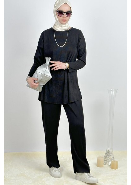 Kadın Pantolonlu Tesettür Yırtmaçlı Alt Üst Ikili Takım fırsatları