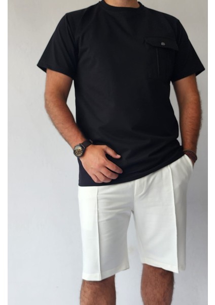 Bisiklet Yaka 2 Iplik Şardonsuz Şort Tshirt Erkek Takım