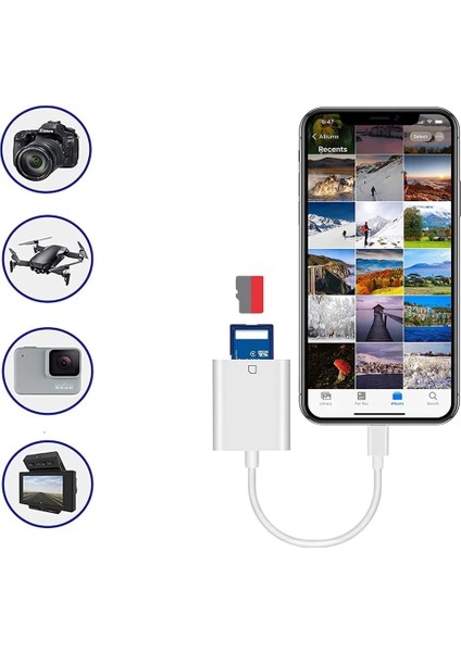 Lightning Girişli iPhone 11 12 13 14 Uyumlu Kart Okuyucu Sd Kart Adaptörü Tf Kart Okuyucu Disk Adaptörü Mobil Kart Okuyucu Hızlı Aksesuarları Bağlayın S101