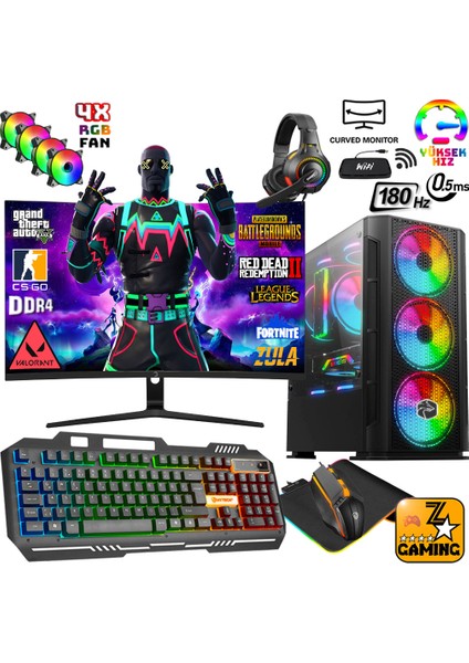 RTX65 Intel Core I5-12400F 16 GB Ram 512 GB M.2 SSD + 1tb HDD 8gb RTX3050 24" 180Hz Oyuncu Masaüstü Bilgisayar