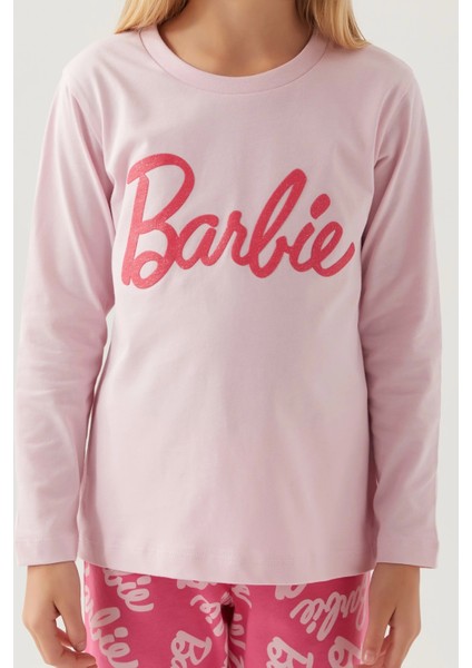 Barbie L1766-3 Kız Çocuk Uzun Kol Pijama Takımı