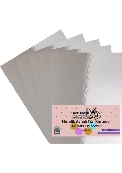 Metalik Aynalı Fon Kartonu 35X50 5 Adet Artlantis Metalik Aynalı Fon Kartonu